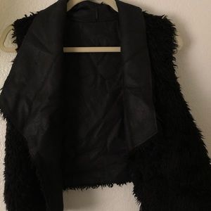 Feather Black Reversible Fur Vest NYE
